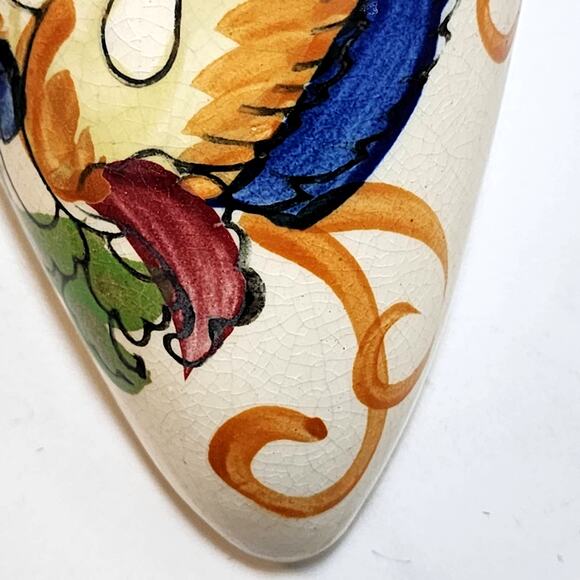 Stunning 1940s Floral Bird Urn Wall Pocket -Hand Painted Japan 7.25” Collectible - Picture 5 of 10